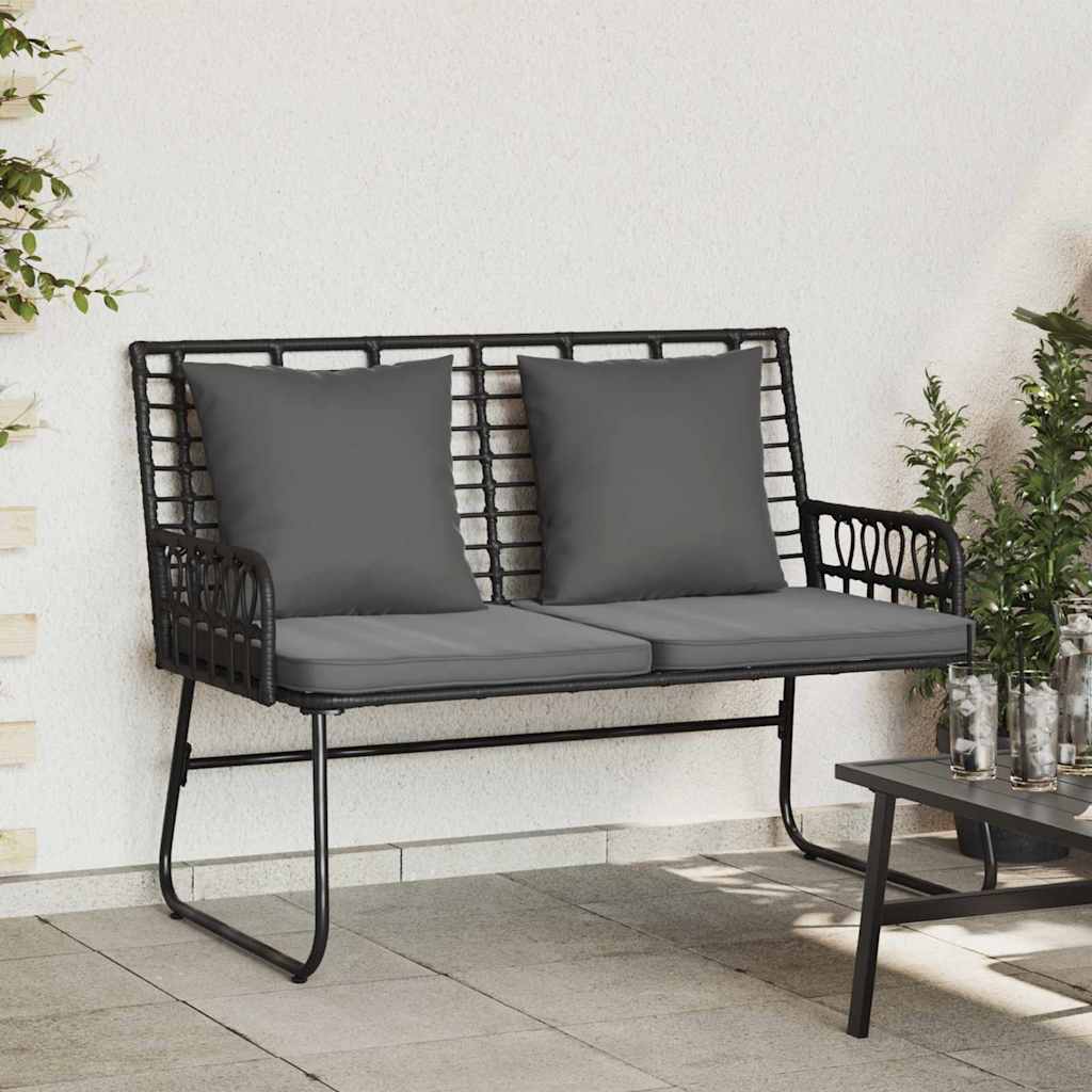 Garden Bench Black and Anthracite Poly rattan, steel
